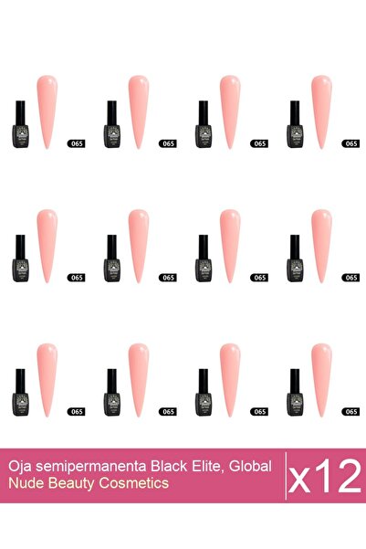 Makeup Set of 12x Black Elite semi-permanent nail polish, Global Fashion 8 ml...