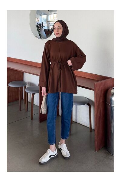 LC Waikiki Nevavm Slit Detailed Sweatshirt in Bitter Brown