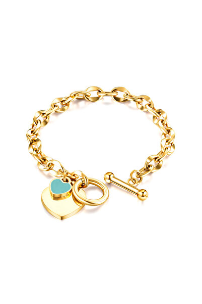 Choice3 Gold green Heart Shaped Stainless Steel Bracelet Personalized Chain D...