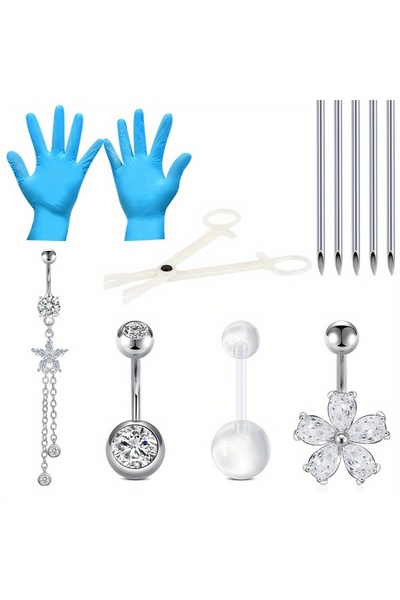 Choice Steel Color Belly Button Ring Piercing Kit Piercing Needles Piercing C...
