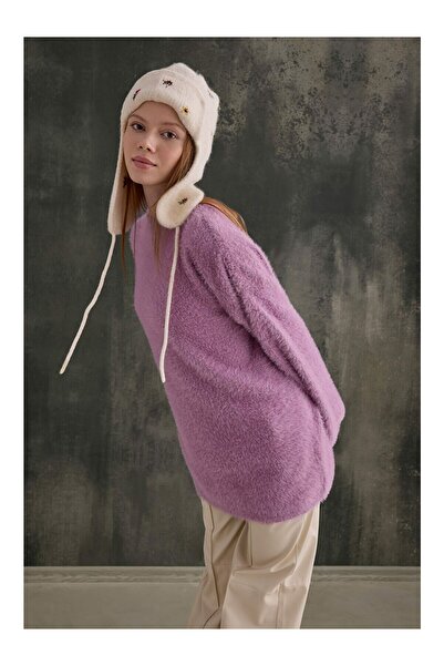 LC Waikiki Nevavm Soft Furry Sweater Violet with a Difference