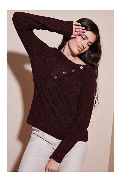 LC Waikiki Nevavm Premium Regular Fit Boat Neck Button Detailed Sweater with ...