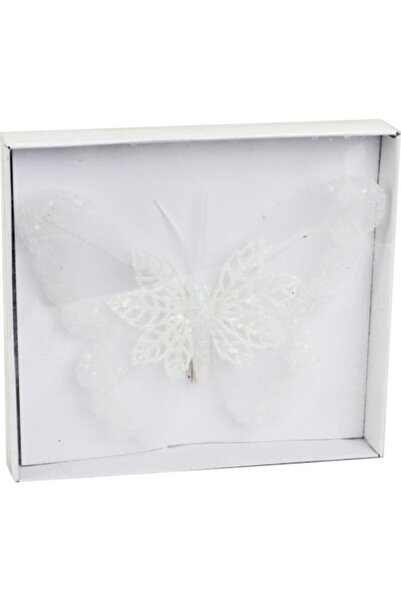 Goliat Elegant Decoration, Goliat, butterfly in frame, white, 18cm