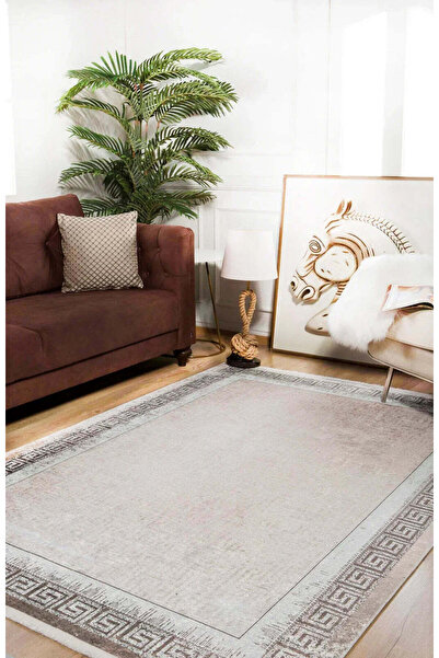 halinet Halı.Net Cream Modern Washable Non-Slip Living Room Carpet Haln-Hln1276