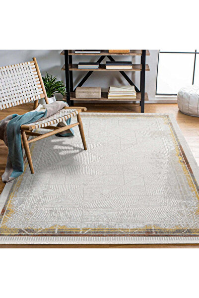 halinet Halı.Net Beige Vintage Antique Washable Non-Slip Living Room Carpet C...