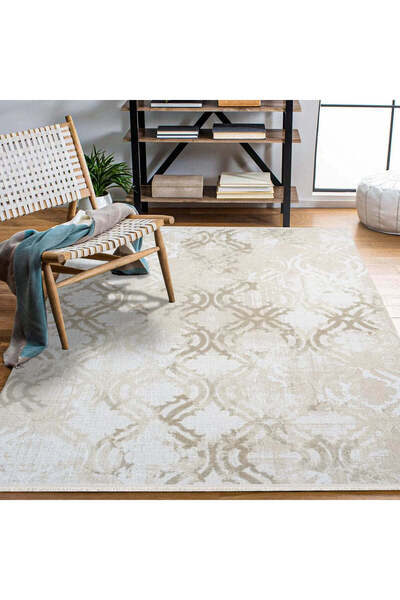 halinet Halı.Net Cream Modern Washable Non-Slip Living Room Carpet Cr-Royal-1...