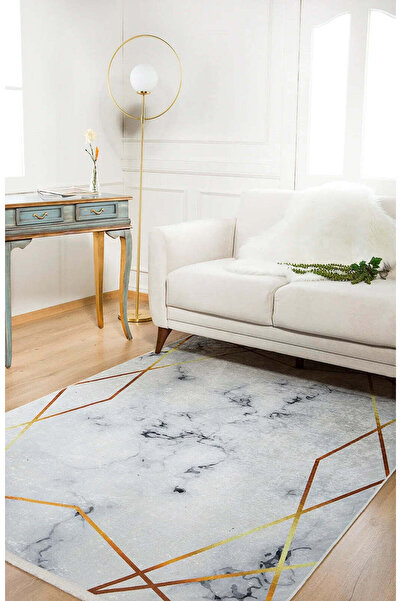 halinet Halı.Net Cream Modern Washable Non-Slip Living Room Carpet Haln-Hln1251
