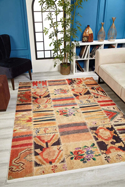 halinet Halı.Net Beige Modern Washable Non-Slip Living Room Carpet Haln-Hln1954
