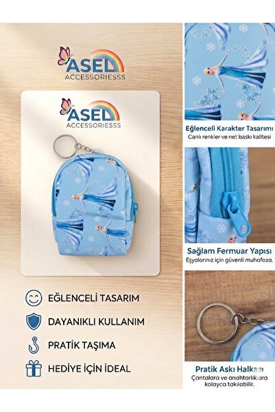 Aselaksesuarr Karakter Baskılı Kancalı Mini Kız Çocuk Cüzdanı ve Çanta Aksesu...