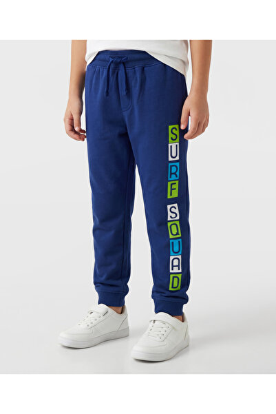 Pine kids Knit Full Length Lounge Pant with Text Print - Navy Blue