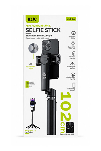 Blic BLT-53 Bluetooth 5.2 Alüminyum Selfie Çubuğu ve Tripod - 102 cm Uzayabil...