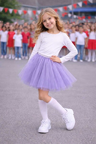neocotton Fusta tutu din tul cu talie elastică căptușită pentru fete