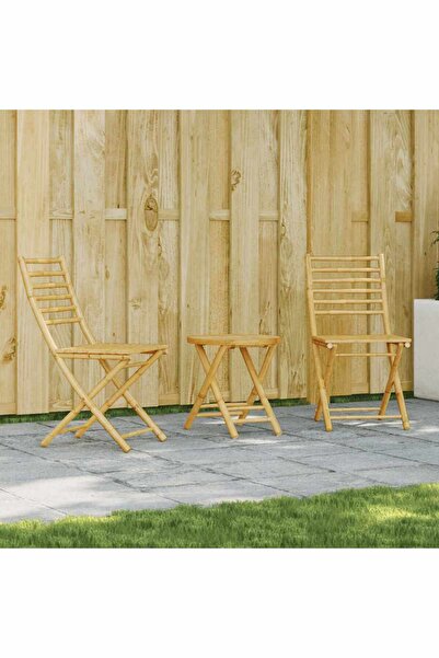 vidaxl Set mobilier bistro, 3 piese, bambus