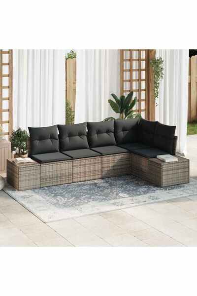 vidaxl Set de canapele pentru gradina 5 pcs Gri poliratan