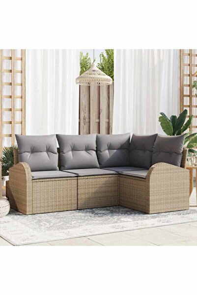 vidaxl Set de canapele pentru gradina 4 pcs Beige È™i gri deschis