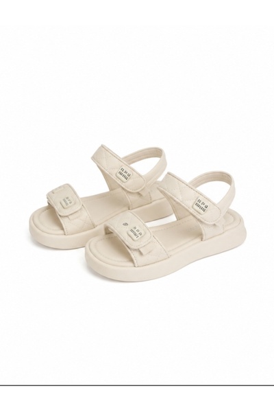 YASSO Sandale copii casual matlasate cu arici Beige & Black
