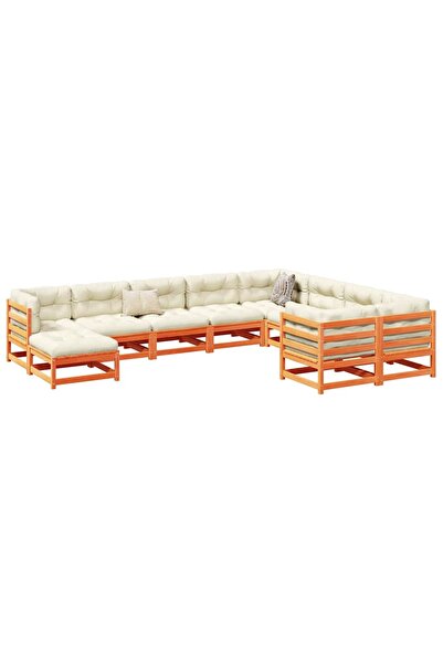 vidaxl Set canapele gradina cu perne, 10 piese, maro lemn masiv de pin