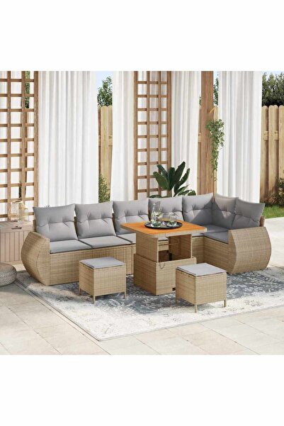 vidaxl Set de canapele pentru gradina 9 pcs Bej poliratan