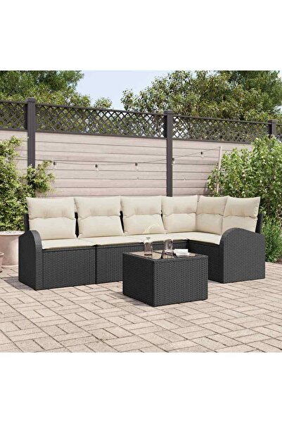 vidaxl Set de canapele pentru gradina 6 pcs Negru È™i Alb poliratan