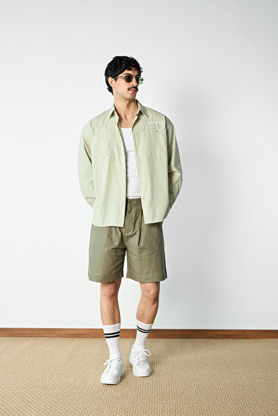 Mesfeno Oversize Shirt with Pocket and Embroidery Detail