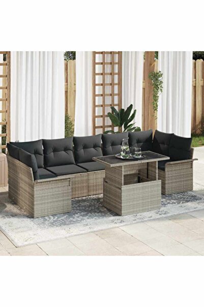 vidaxl Set de canapele pentru gradina 8 pcs Gri deschis Rattan poli