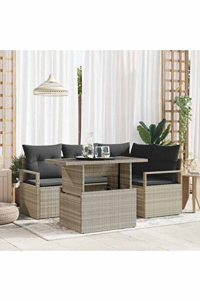 vidaxl Set de canapele pentru gradina 5 pcs Gri deschis Rattan poli