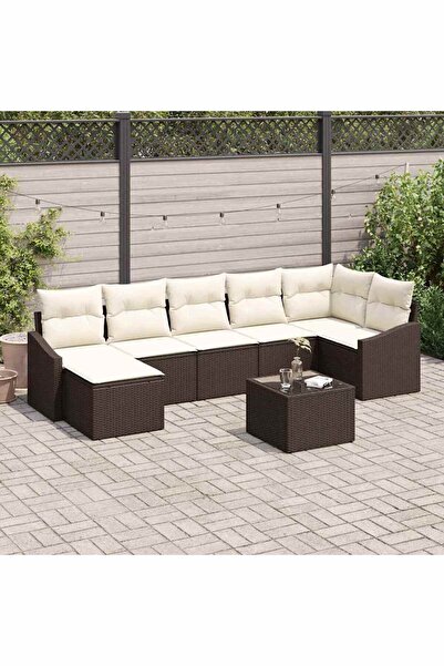 vidaxl Set de canapele pentru gradina 8 pcs Maro È™i Crem poliratan