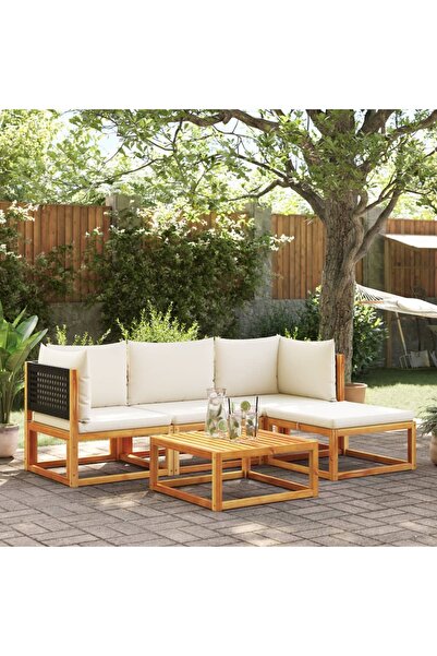 vidaxl Set canapele de gradina cu 5 piese È™i perne din lemn de salca¢m È™i r...