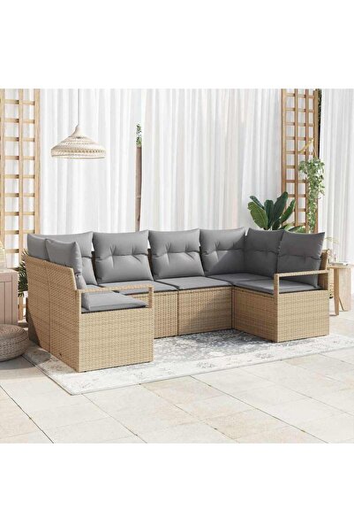 vidaxl Set de canapea cu perna 6 pcs Bej poliratan