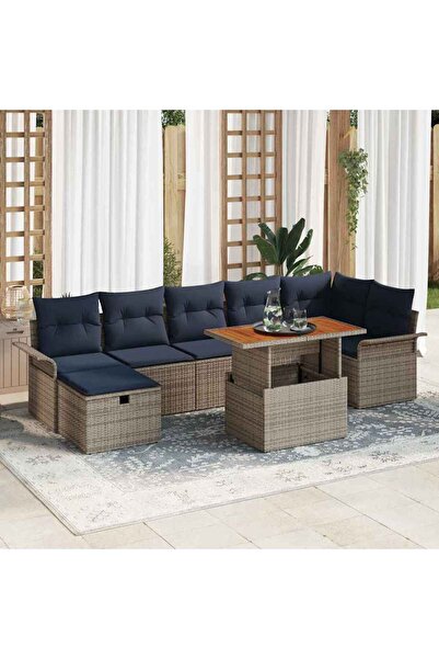 vidaxl Set de canapele pentru gradina 8 pcs Gri poliratan