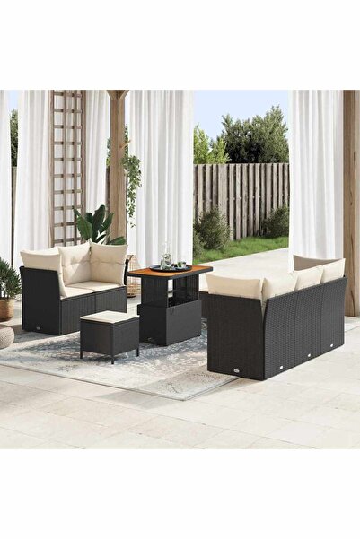 vidaxl Set de canapele pentru gradina 8 pcs Negru poliratan