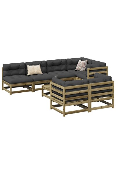 vidaxl Set canapea de gradina, 8 piese, lemn de pin tratat