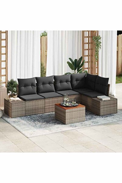 vidaxl Set de canapele pentru gradina 6 pcs Gri poliratan
