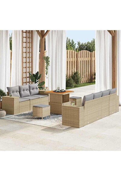 vidaxl Set de canapele pentru gradina 10 pcs Bej poliratan
