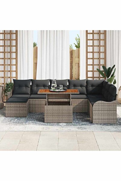 vidaxl Set de canapele pentru gradina 9 pcs Gri Rattan poli