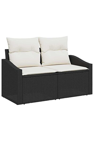 vidaxl Set de canapele pentru gradina cu perna 7 pcs Negru poliratan