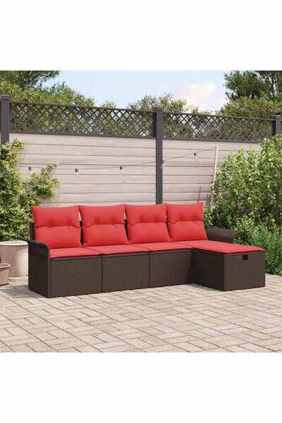 vidaxl Set de canapele pentru gradina cu perna 5 pcs Rattan poli
