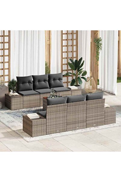 vidaxl Set de canapele pentru gradina 7 pcs Gri poliratan