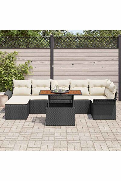 vidaxl Set de canapele pentru gradina 8 pcs Negru Rattan poli