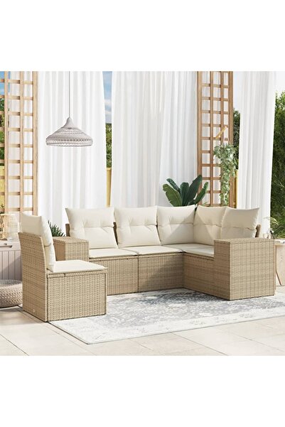 vidaxl Set canapele de gradina cu perne, 5 piese, bej, poliratan