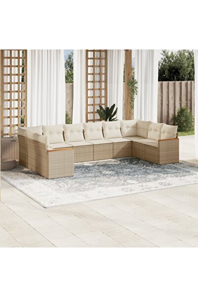 vidaxl Set canapele de gradina cu perne, 10 piese, bej, poliratan