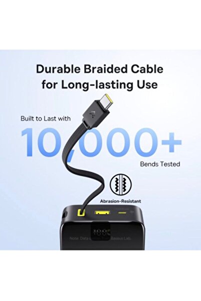 Baseus Enerfill Bipow2 Pro 20000Mah Power Bank with Built-In Usb-C Cable and 22.5W Quick Charge and Led Display - Black