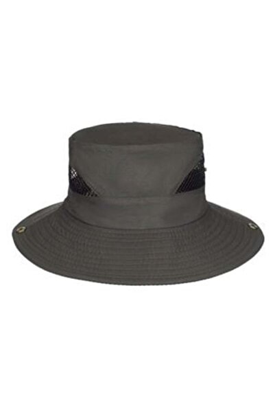 SHOPIENS Men's Khaki Bucket Hat with Mesh & Buttons