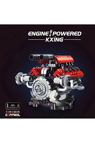 kx İNG Ferrari V8 Motorundan Esinlenen 680 Parça Uzaktan Kontrollü Işıklı Mek...