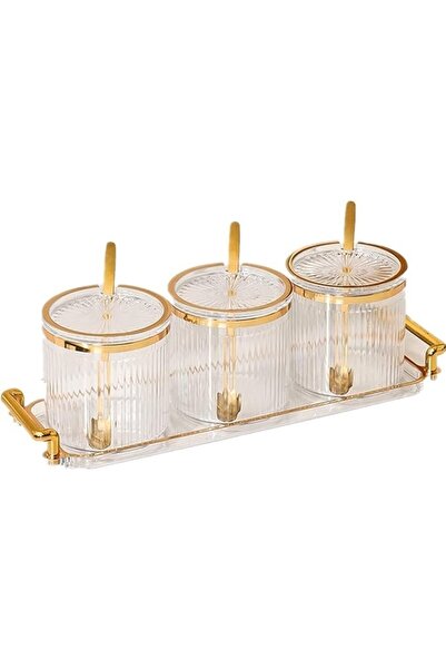 LeylArt Mika 3-Piece Spice Rack Set Transparent with Plastic Stand