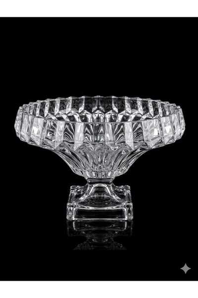 MRK Glass Square Fruit Bowl with Square Legs, 28 X 19 Cm, Decorative Presenta...