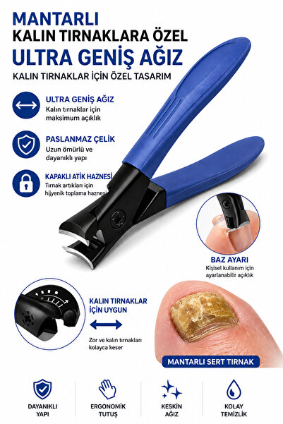 ERHCE Tırnak Makası Mantarlı Kalın Tırnaklara Özel Sertliği Ayarlanabilir Sıç...