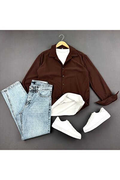 THEGENTMAN Corduroy Ottoman Shirt Baggy Jeans T-Shirt Set 3-Piece