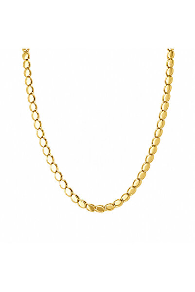 Selay Accessory Steel Gold Oval Chain Necklace