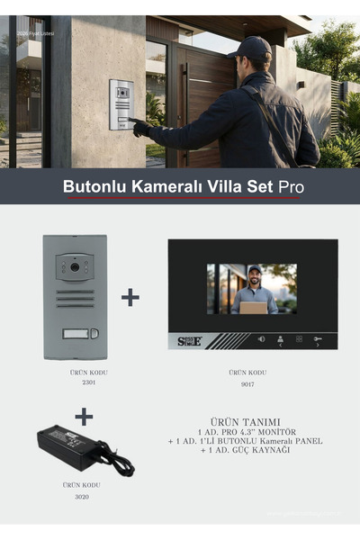 SİMGE Kameralı Görüntülü Diafon Villa Seti PRO SERİSİ - Özel Tasarım 4.3" İnç...